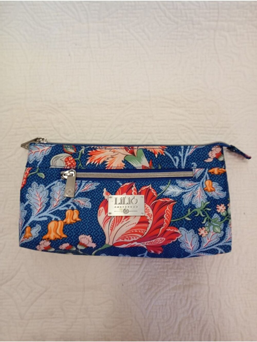 Lilio Amsterdam Floral Cosmetic Bag With Zippered Compartments  Tulip Pattern